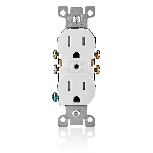 Leviton T5320-W 15 Amp Tamper-Resistant Duplex Outlet/Receptacle, Grounding, White