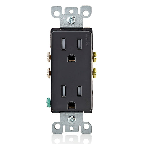 Leviton T5325-E 15 Amp Decora Tamper-Resistant Duplex Outlet/Receptacle, Grounding, Black