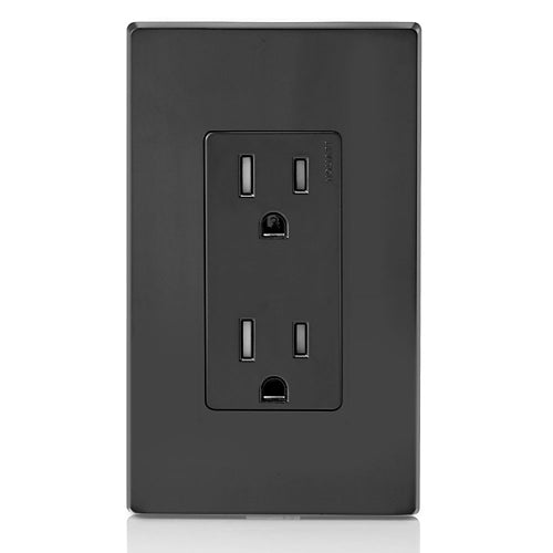 Leviton T5325-E 15 Amp Decora Tamper-Resistant Duplex Outlet/Receptacle, Grounding, Black