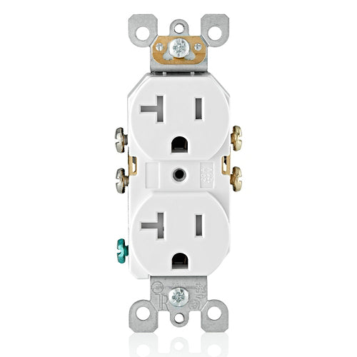 Leviton T5820-W 20 Amp Duplex Tamper-Resistant Outlet/Receptacle, Grounding, White