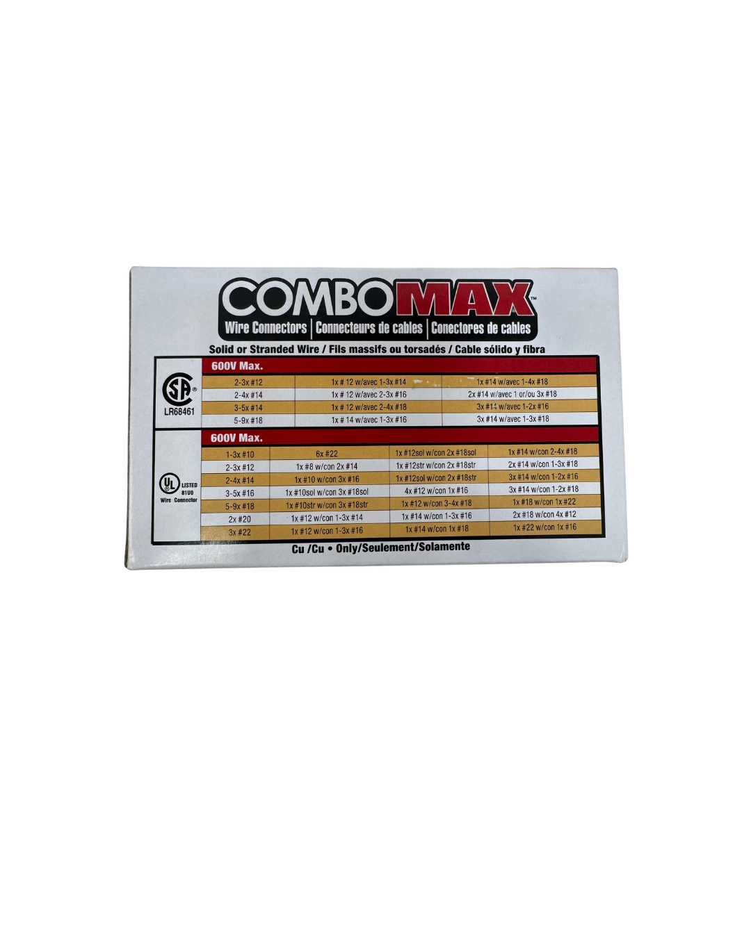 5 in 1 Combo Max Connector Wire Range #22 - #8. 100/Box