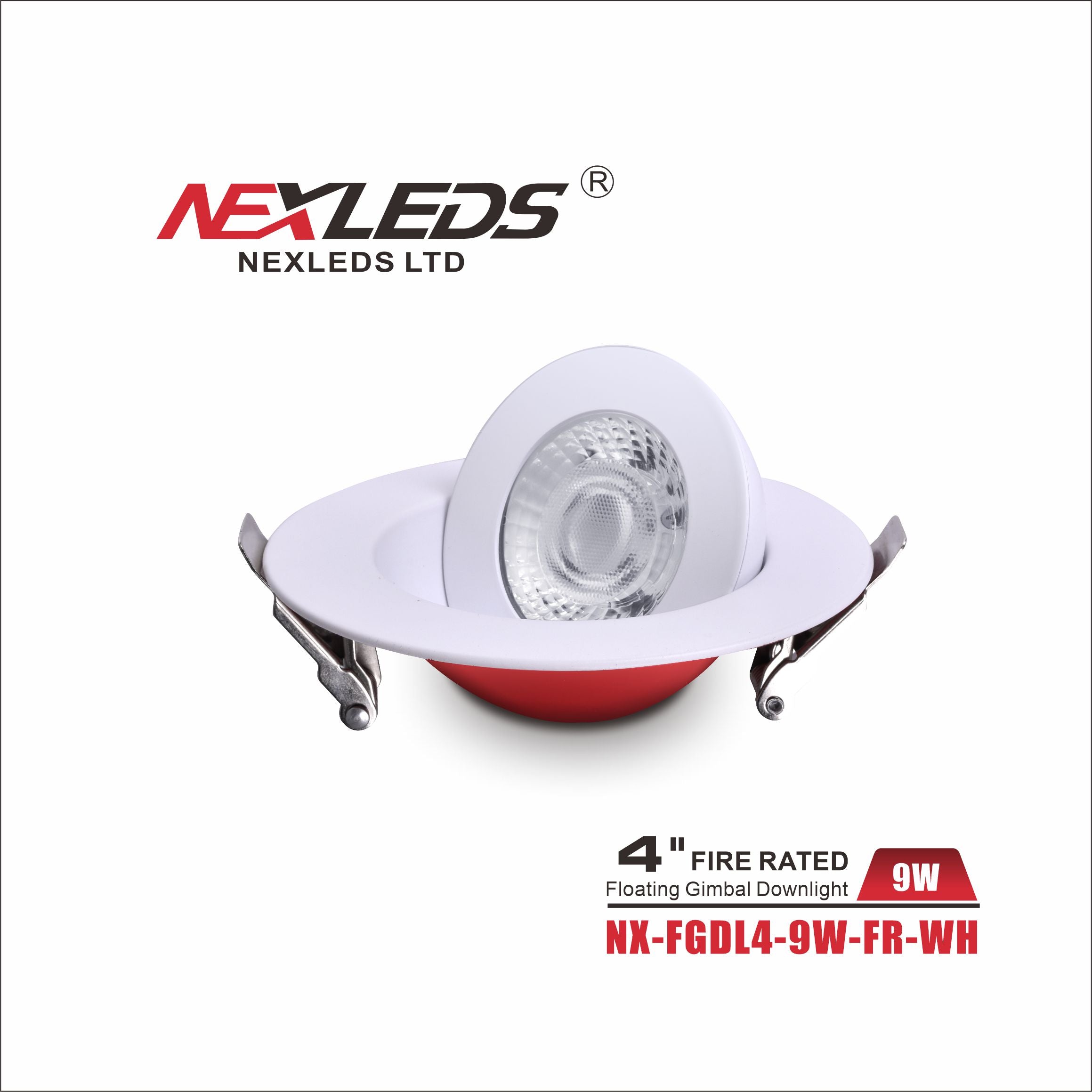 NEXLEDS NX-FGDL4-9W-FR-WH Encastré orientable 4 po à indice de résistance au feu de 2 heures