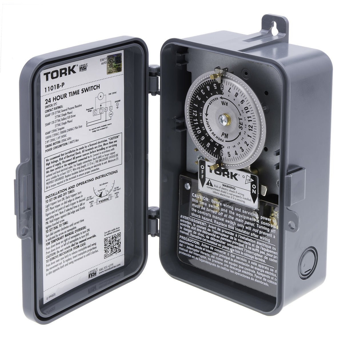 TORK 1101B-P 24-Hour Indoor/Outdoor Mechanical Time Switch 40A 120V, SPST