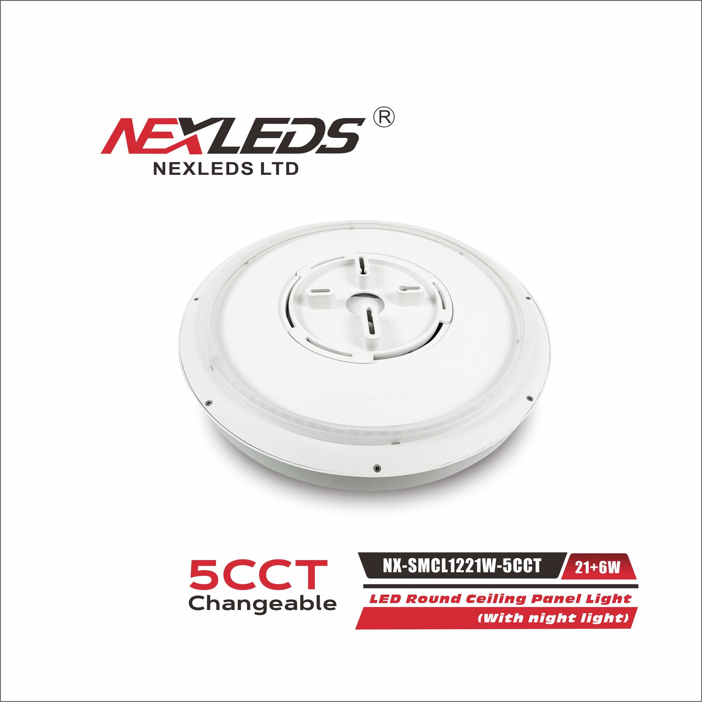 Plafonnier NEXLEDS NX-SMCL1221W-5CCT 12" avec veilleuse