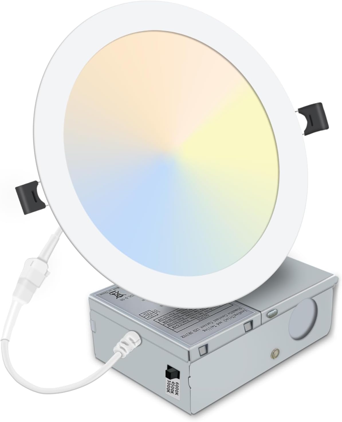 8‘’ Slim Recessed Led Light-Round,White,3cct,9W,