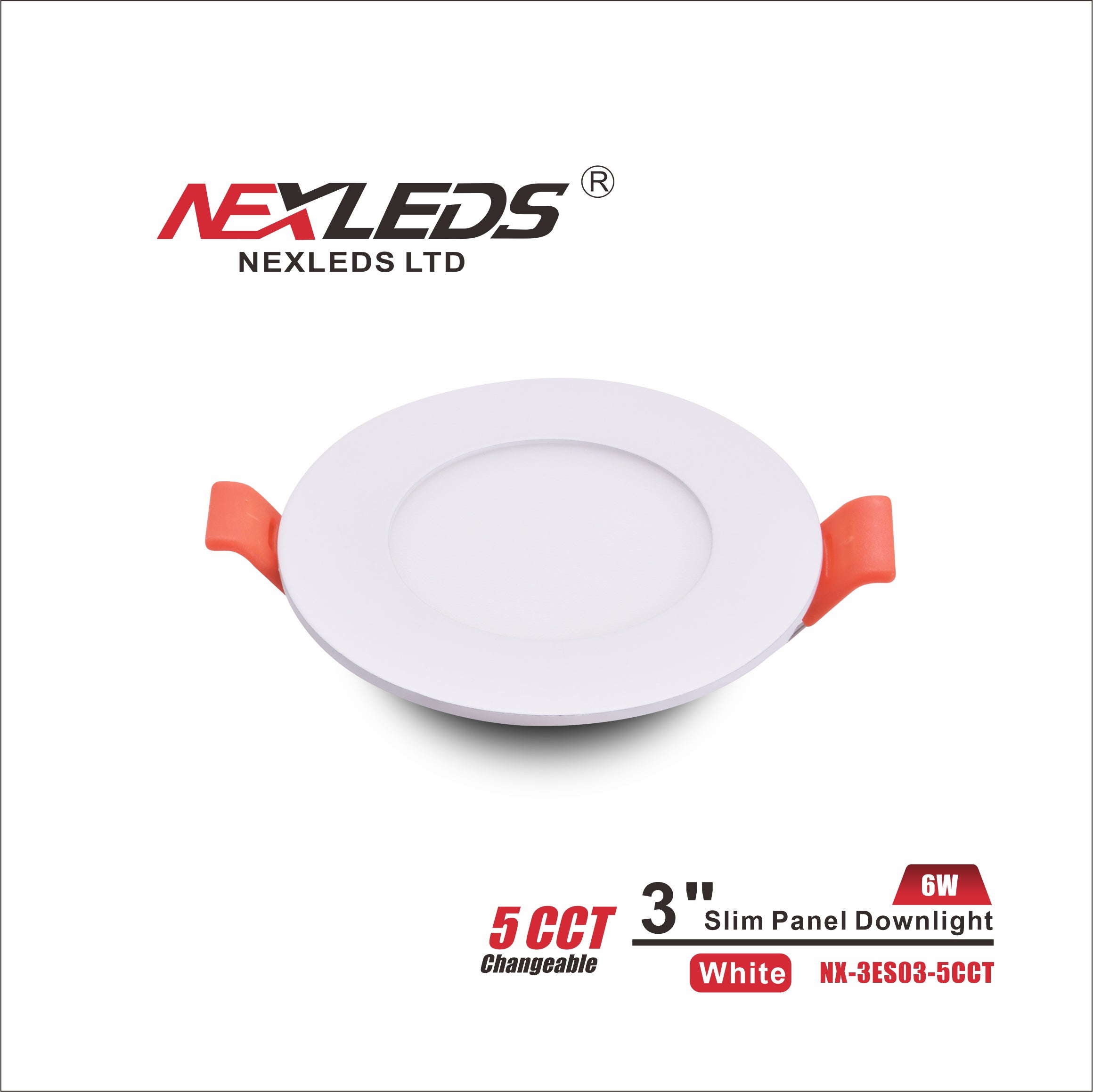 Nexleds Slim Panel Potlight, 3", 5CCT, 6W 120V