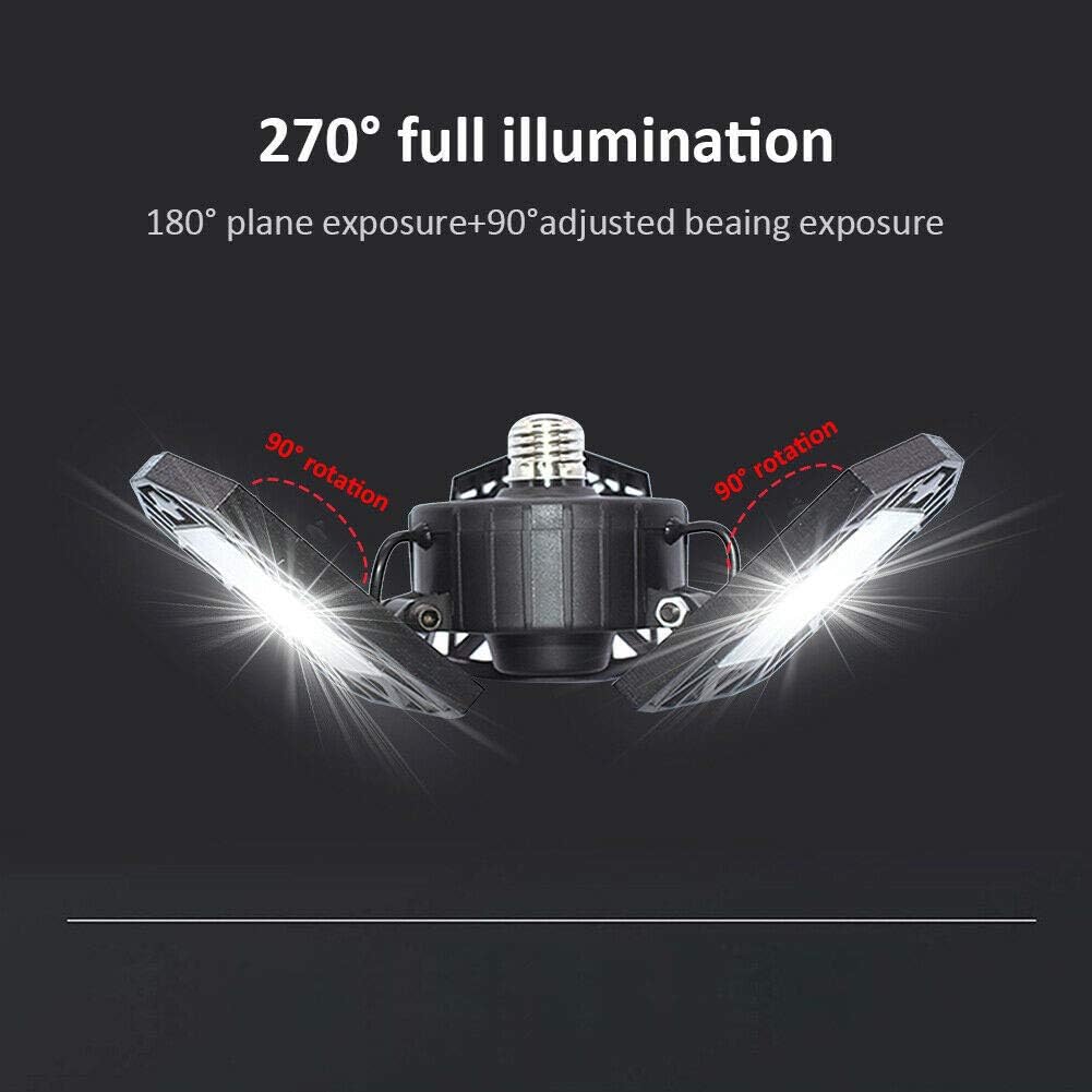 Deformable LED Garage Light - 6000 Lumen 6500K Daylight 60W