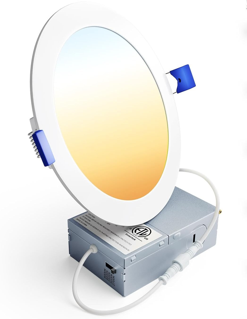 6‘’ Slim Recessed Led Light-Round, White,CCT,9W,