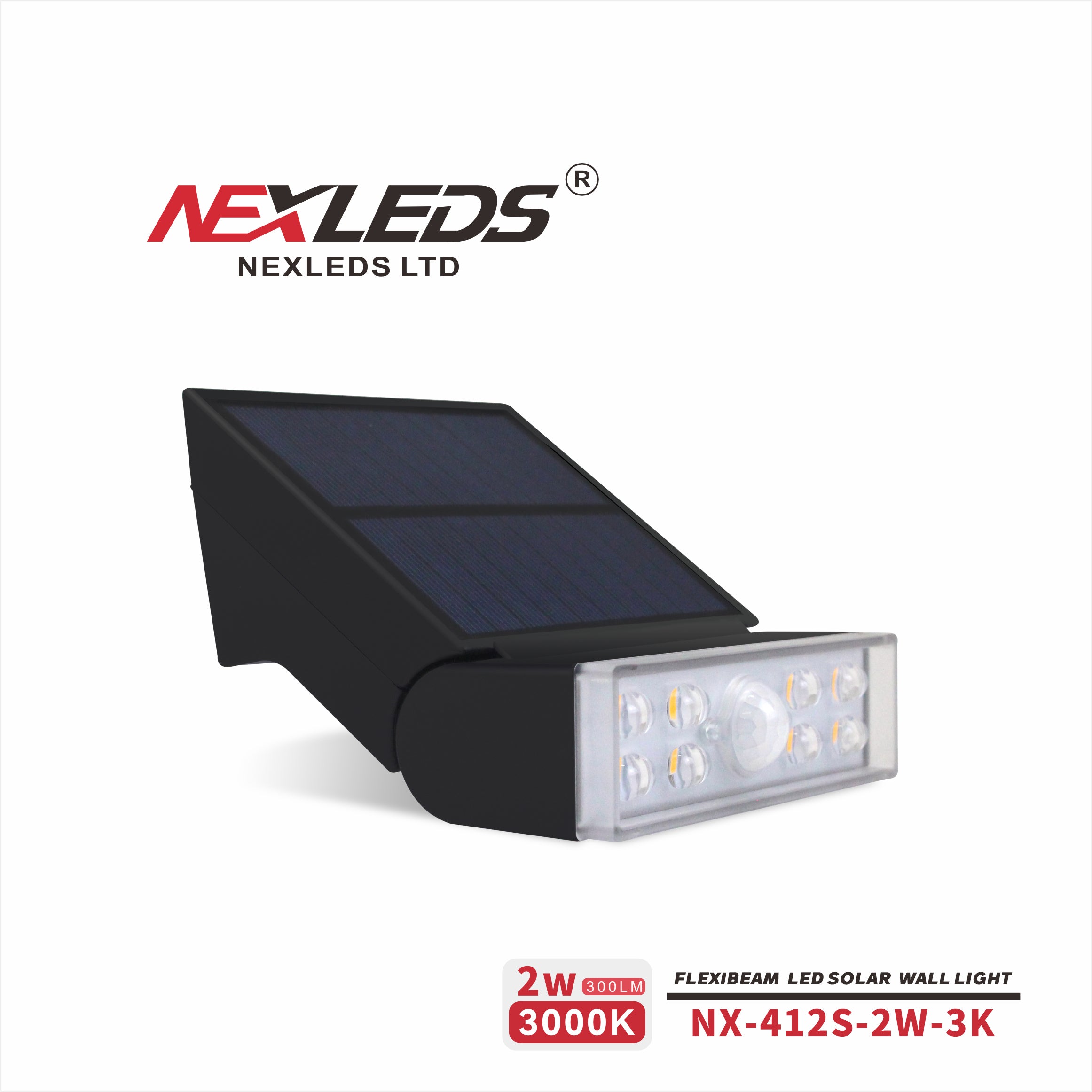 NEXLEDS 2W LED Solar Light 3K Flexible angle