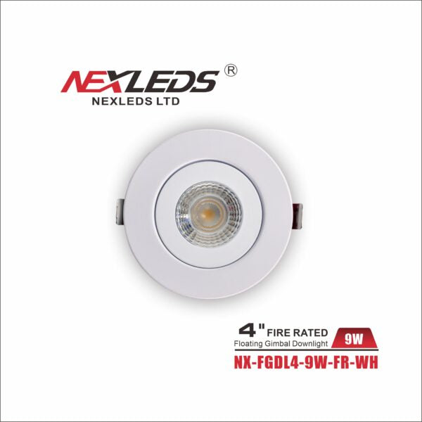 NEXLEDS NX-FGDL4-9W-FR-WH 4" 2 hour Fire-Rated Gimbal Pot light