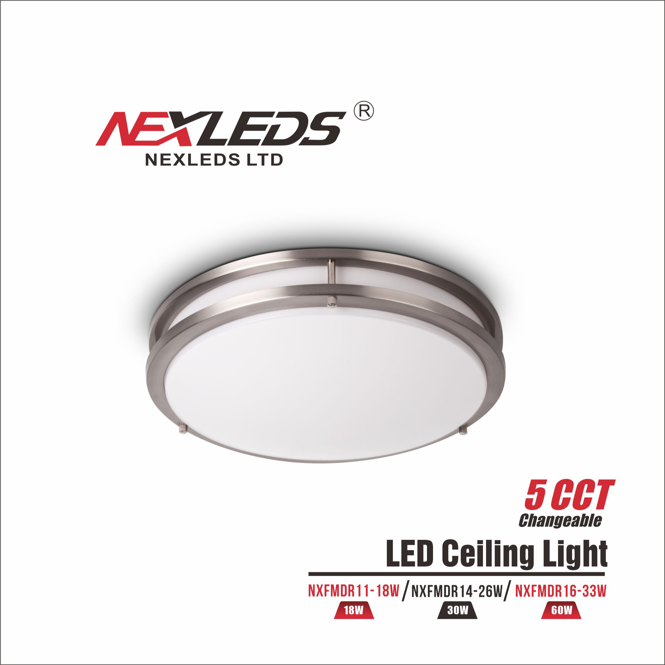 NEXLEDS NXFMDR14-26W 14″ Double-Ring Flushmount