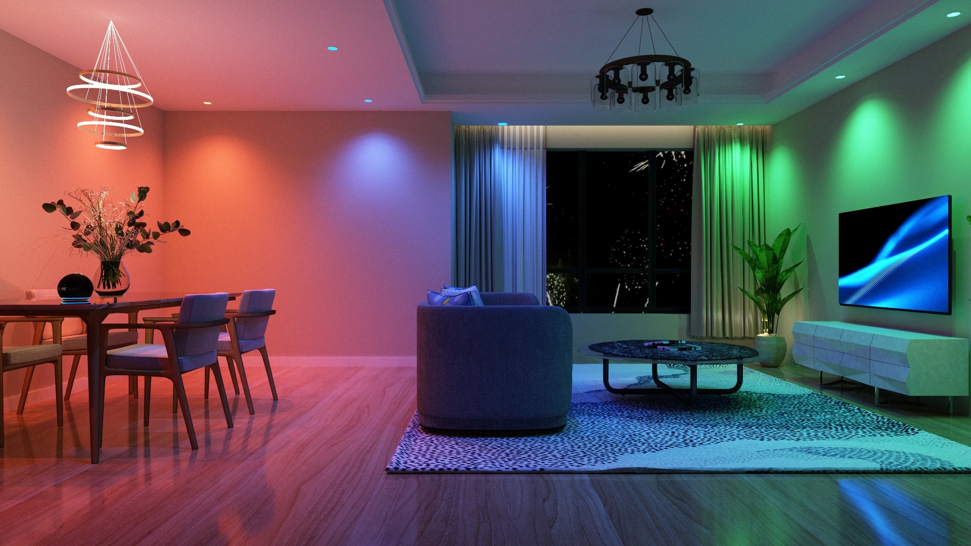 Downlight intelligent DEL mince 4 po – 600 lumens, garniture blanche, RVB + blanc réglable
