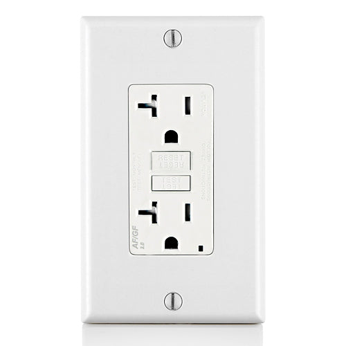 Leviton 20 Amp, Self Test, Tamper-Resistant Dual-Function Afci/Gfci Outlet With Led Indicator Light - AGTR2-W