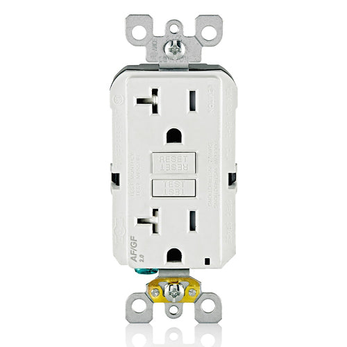 Leviton 20 Amp, Self Test, Tamper-Resistant Dual-Function Afci/Gfci Outlet With Led Indicator Light - AGTR2-W
