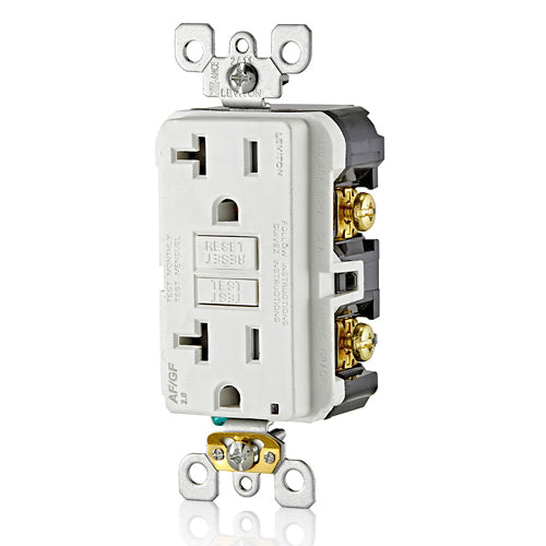 Leviton 20 Amp, Self Test, Tamper-Resistant Dual-Function Afci/Gfci Outlet With Led Indicator Light - AGTR2-W