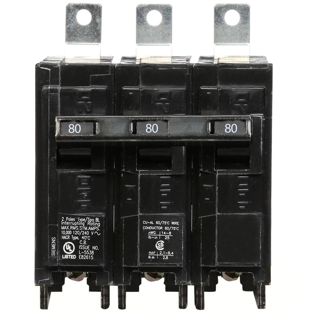 Siemens 3 Pole 80A Bolt-On Breaker B380