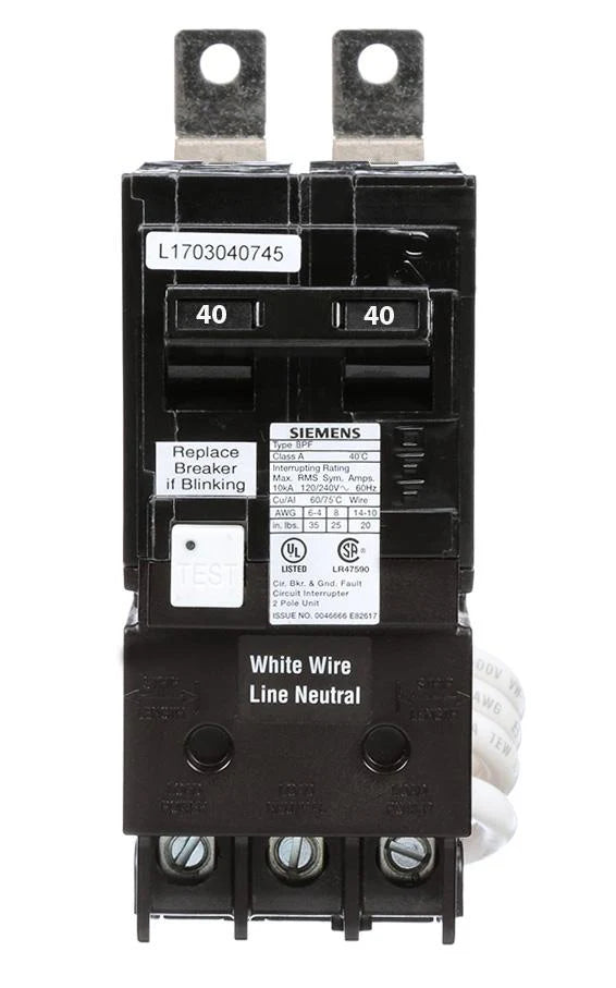 Siemens 2 Pole 40A Ground-Fault Bolt-On Breaker Bf240
