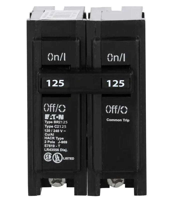 Eaton BR2125 — 125 Amp, 2‑Pole Plug‑On Circuit Breaker