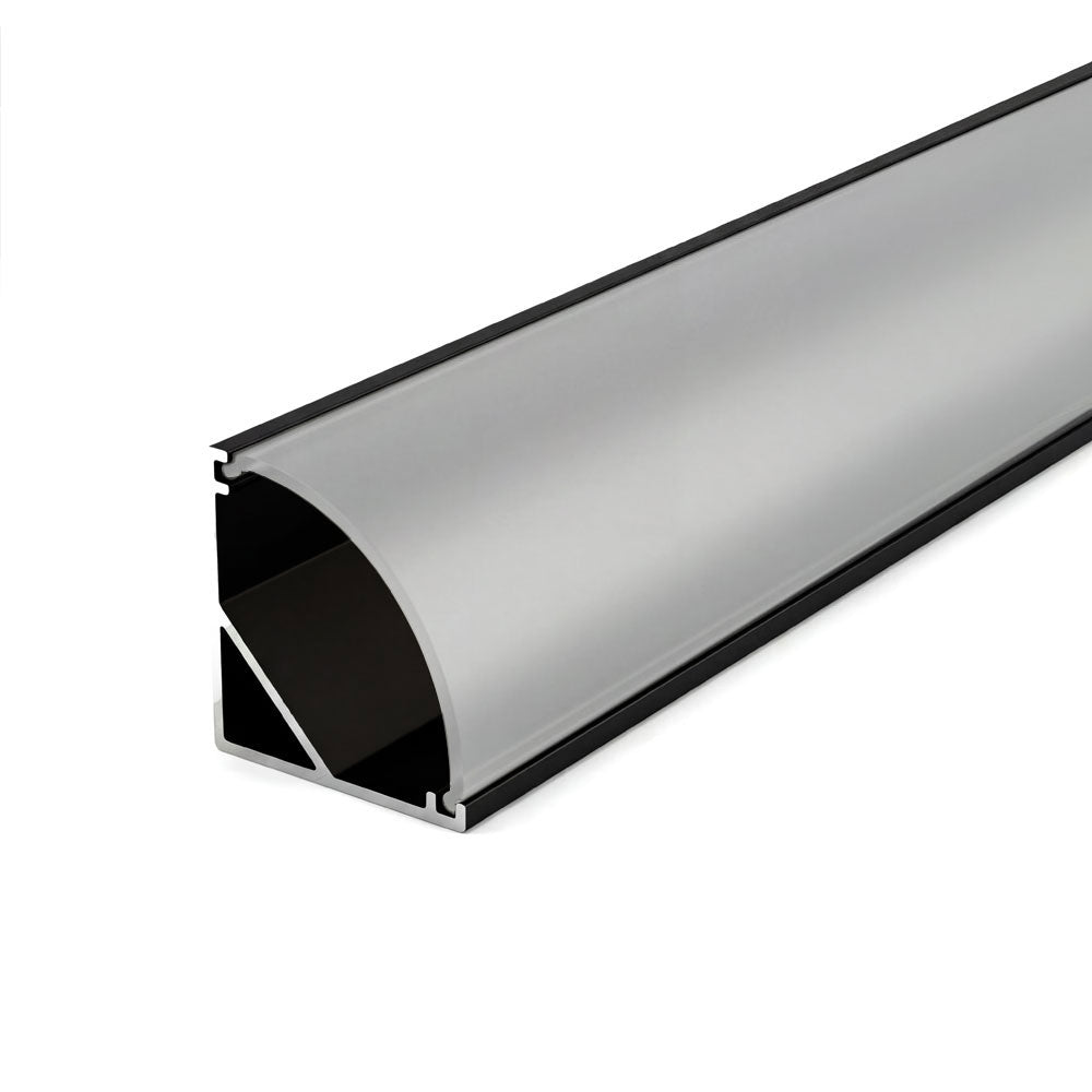 Canolight 90D Surface-mounted 10ft Black Aluminum profile 601 with enadcaps - CL-Alu-601-BL