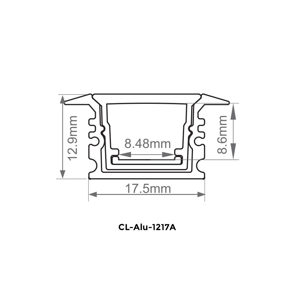 Canolight Waterproof 8ft Black aluminum profile 1217A with 6Pcs of plastic and waterproof silicon end cap - CL-ALU-1217A-BL-8FT