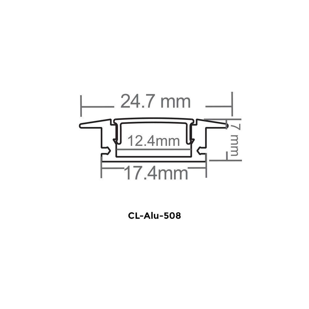 Canolight Trimless recessed 10ft Black aluminum profile 508 with endcaps - CL-Alu-508-BL
