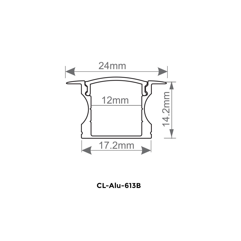 Canolight Recessed 10ft Black aluminum profile 613B with endcaps - CL-Alu-613B-BL