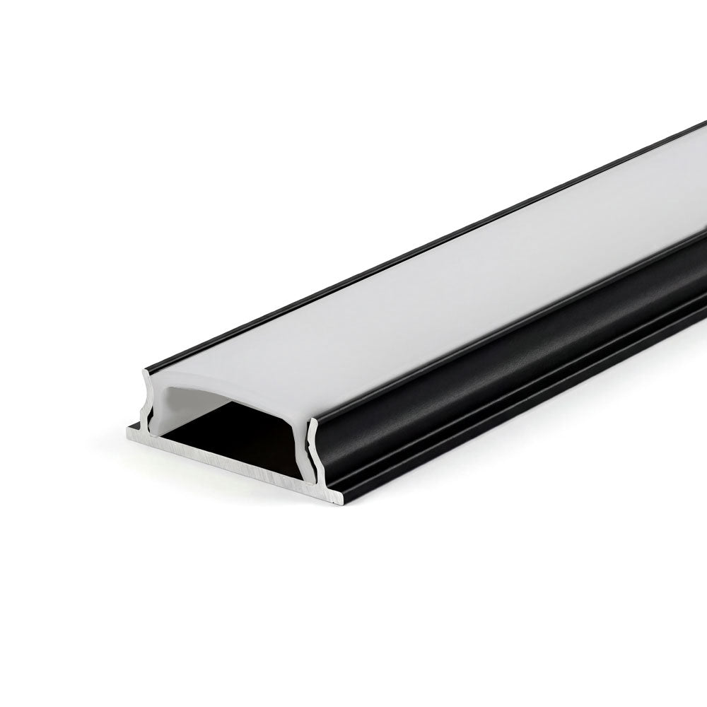 Canolight Up Down 8ft Black bendable aluminum profile 640 with Black & White PC cover 2 end caps Industri - CL-Alu-640-BL (Bendable series)