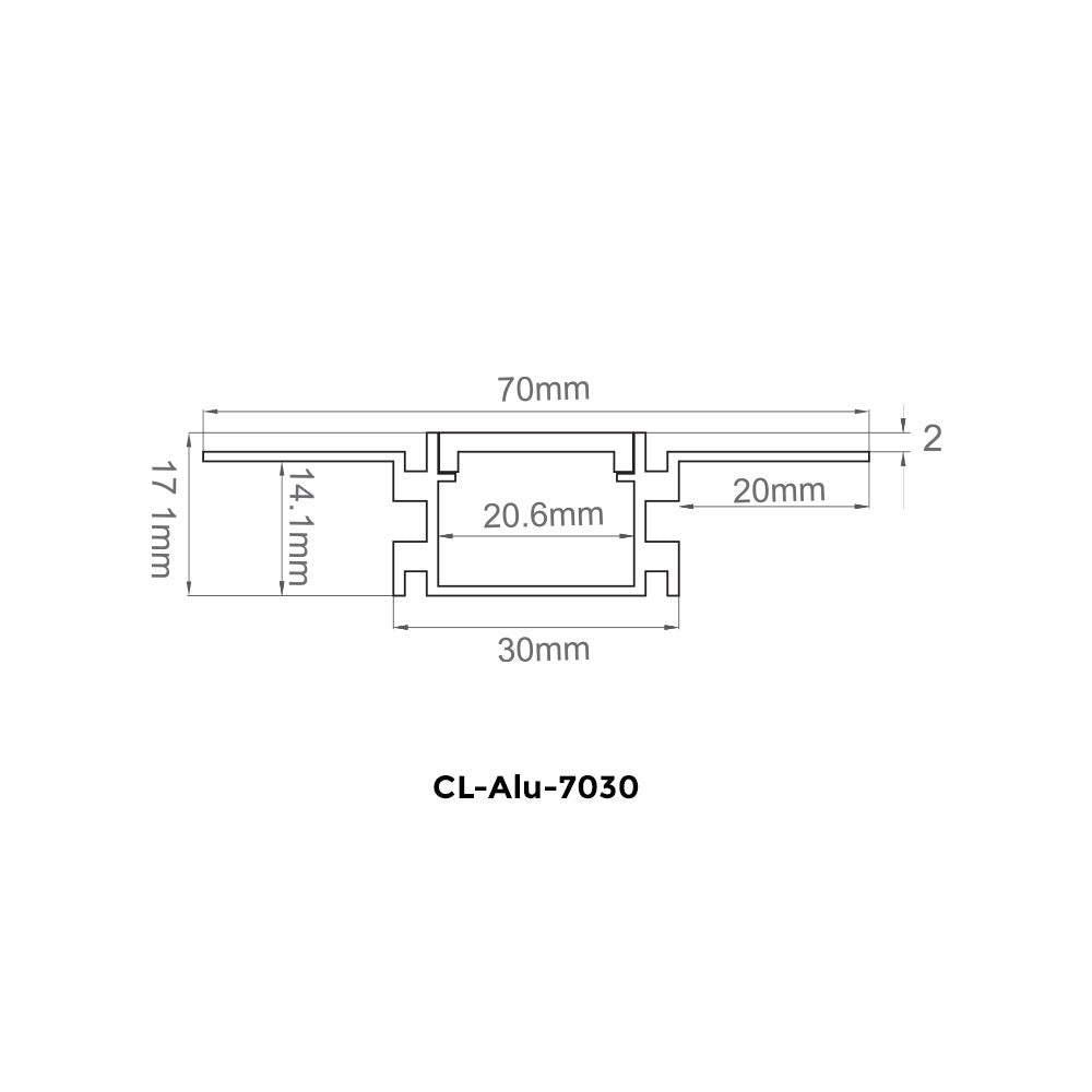 Canolight Bendable 8ft Silver Aluminum profile 7030 with endcaps - CL-Alu-7030-SL (Bendable series)