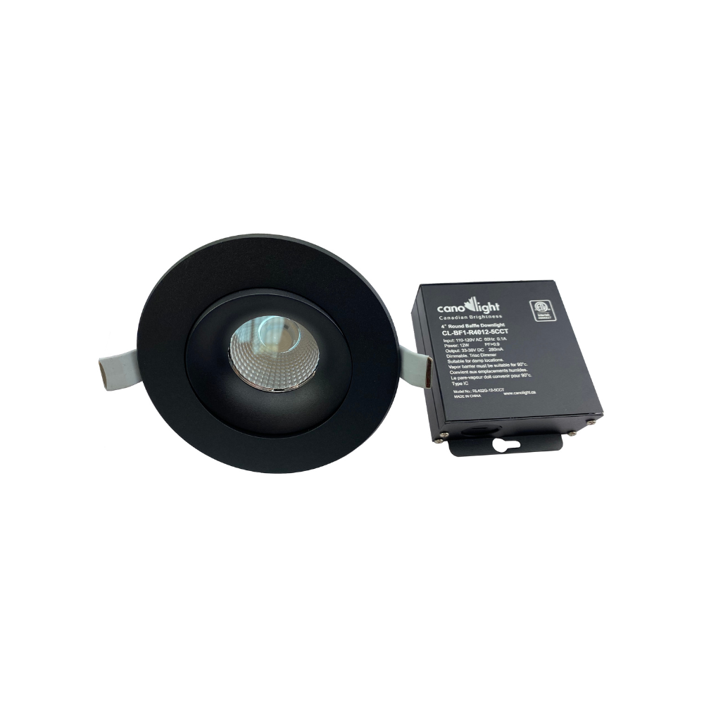Canolight 4 Inches round baffle light - CL-BF1-R4012-5CCT-BL