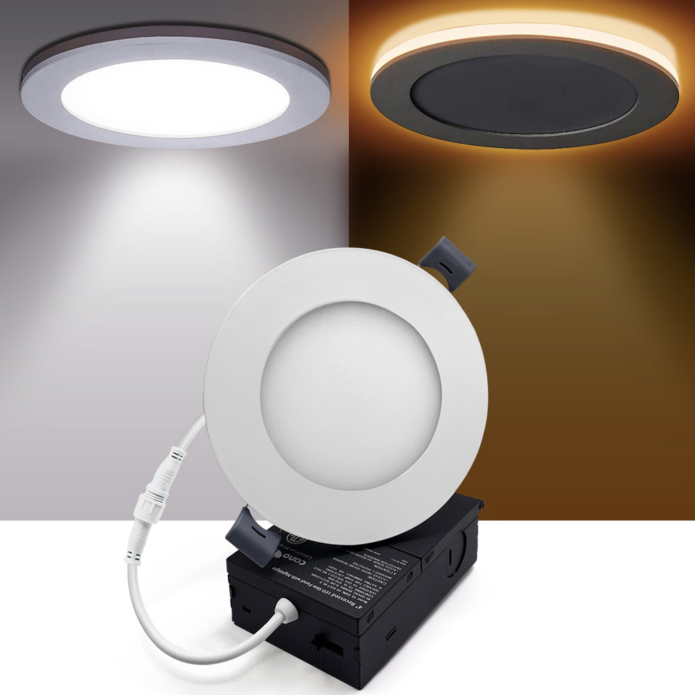 Canolight 4 Inch Recessed LED Slim Panel with Night Light Black