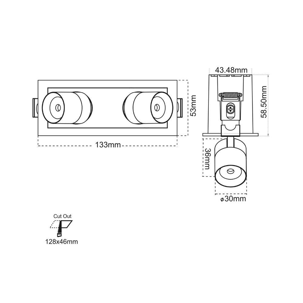 Canolight 2 HEADS LED RECESSED LINEAR ADJUSTABLE SPOT LIGHT 6W - CL-LBS2-6-5CCT-WH