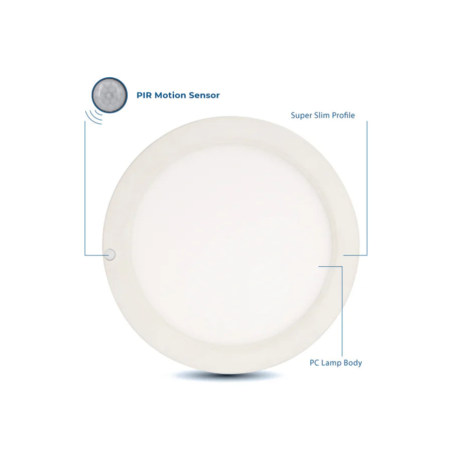 Ortech FM1-MS5-5CCT 5" Flush Mounts With PIR Motion Sensor & Adjustable CCT