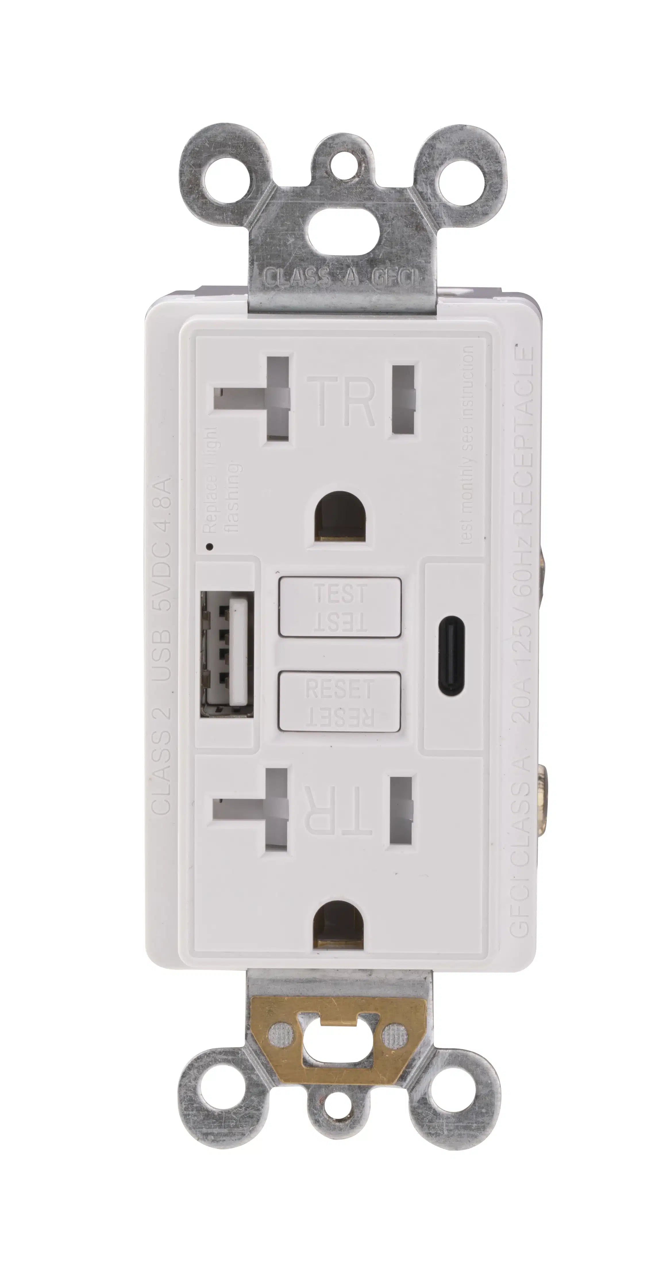 Votatec : 20A GFCI Usb Charger & Duplex Receptacle (TR) Type A+C
