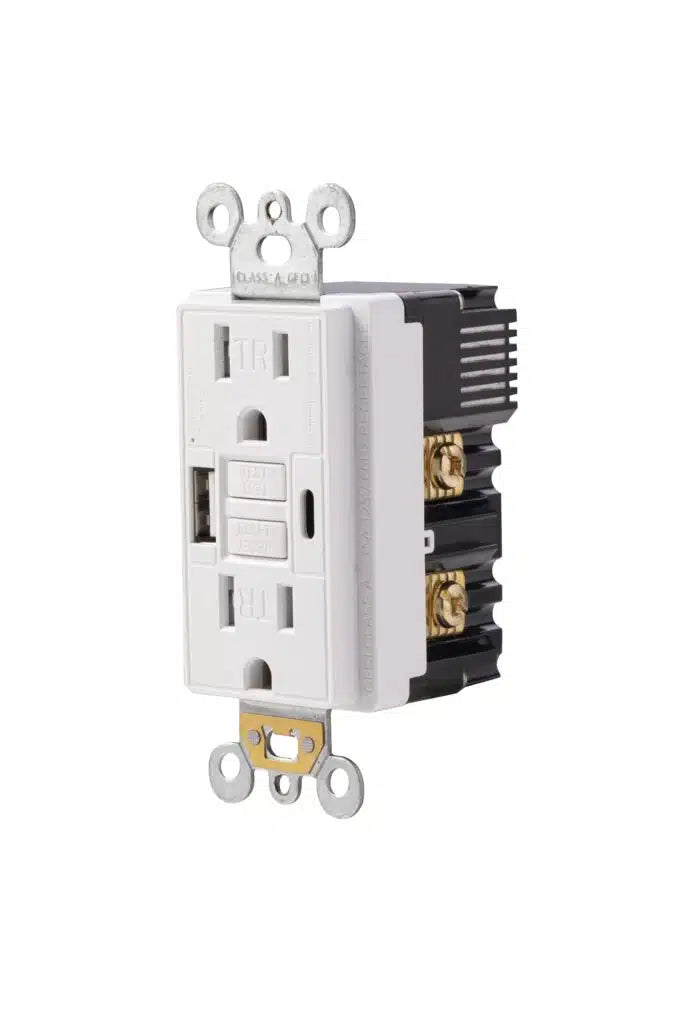 Votatec : 15A GFCI Usb Charger & Duplex Receptacle (TR) Type A+C