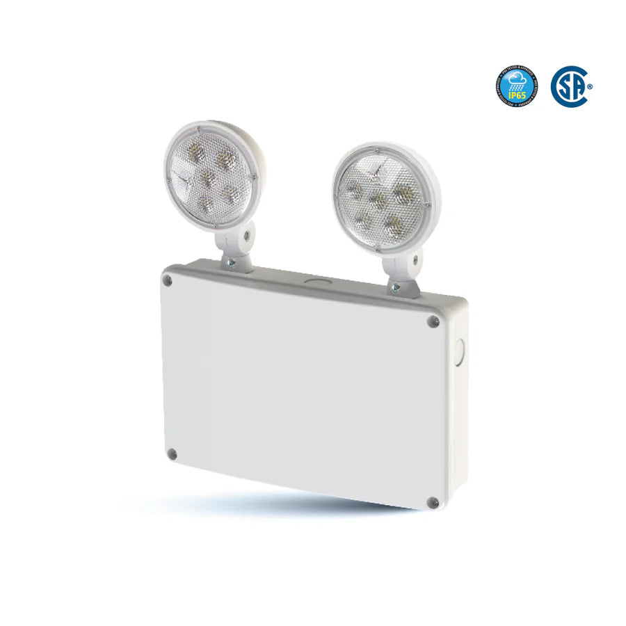 Ortech OE-212BP-WET
  36w LED Dual Head Emergency Light with battery pack backup for Outdoor WET Locations