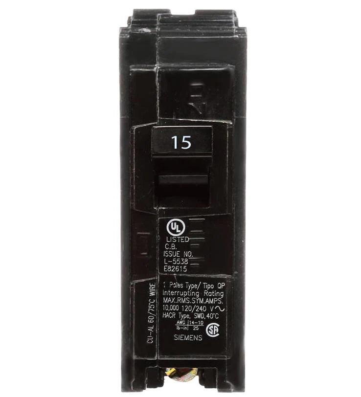 Siemens Q115 — 15 A Single-Pole Plug-In Circuit Breaker