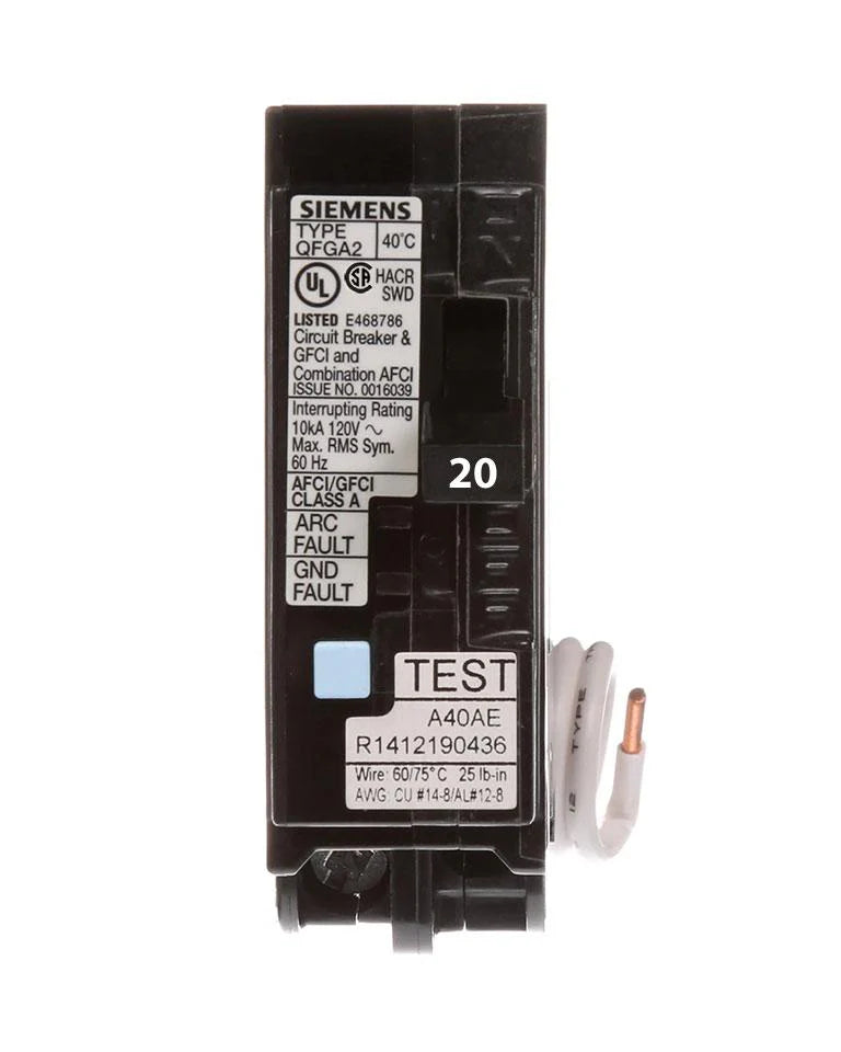Siemens Q120DFCSA — 20 A Dual-Function AFCI/GFCI Circuit Breaker
