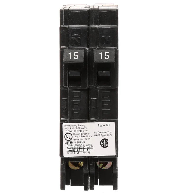 Siemens 15A Tandem Push-In Circuit Breaker Q1515NC