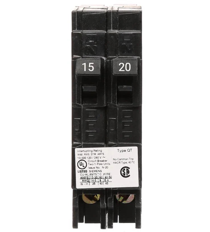 Siemens 15A/20A Tandem Push-In Circuit Breaker Q1520NC