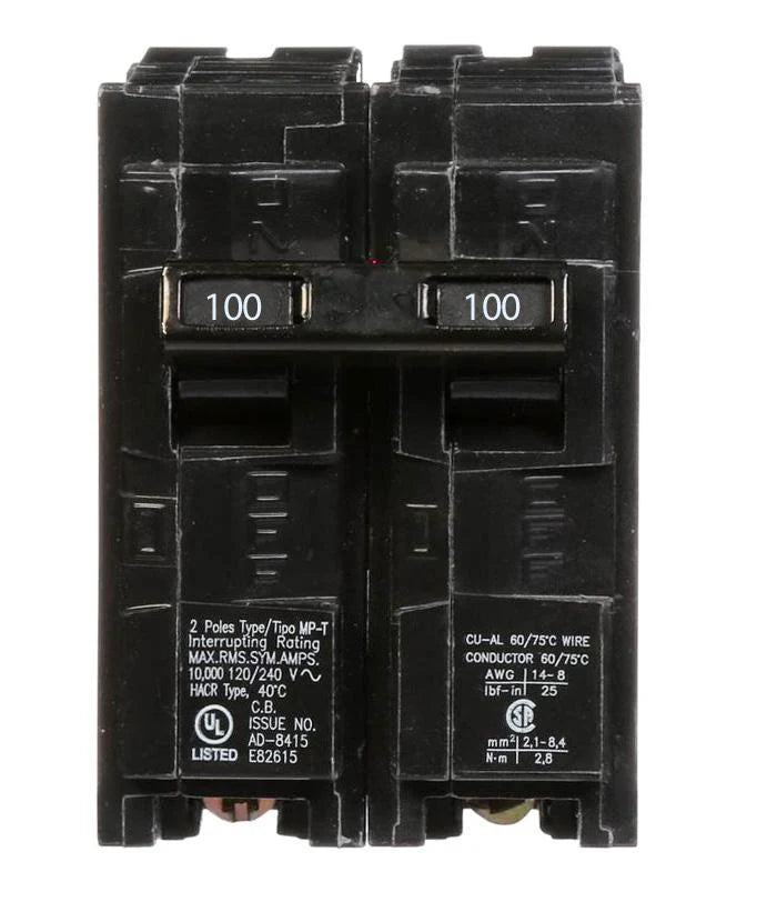 Siemens Q2100 — 100 A, 2-Pole Plug-In Circuit Breaker