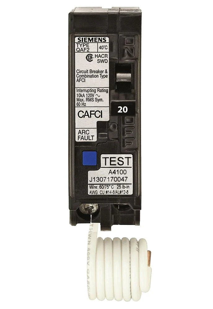 Siemens QA120AFCCSA — 20 A Single-Pole AFCI Breaker