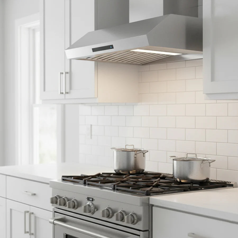 Ortech 30" Satin Nickel 3 Speed 600 Cfm Dual Fan Kitchen Rangehood