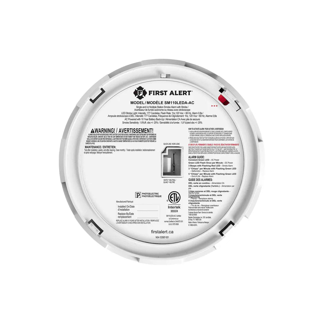 Détecteur de fumée BRK 2-en-1 filaire avec flash LED intégré