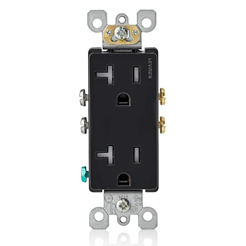 Leviton T5825-E 20 Amp Decora Tamper-Resistant Duplex Outlet/Receptacle, Grounding, Black
