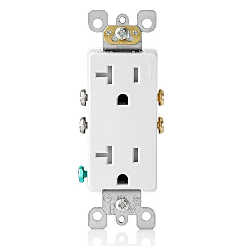 Leviton T5825-W 20 Amp Decora Tamper-Resistant Duplex Outlet/Receptacle, Grounding, White