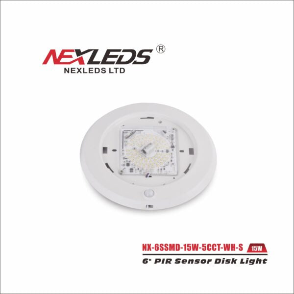 NEXLEDS NX-6SSMD-15W-5CCT-WH-S Lampe disque 6" avec capteur IRP intégré