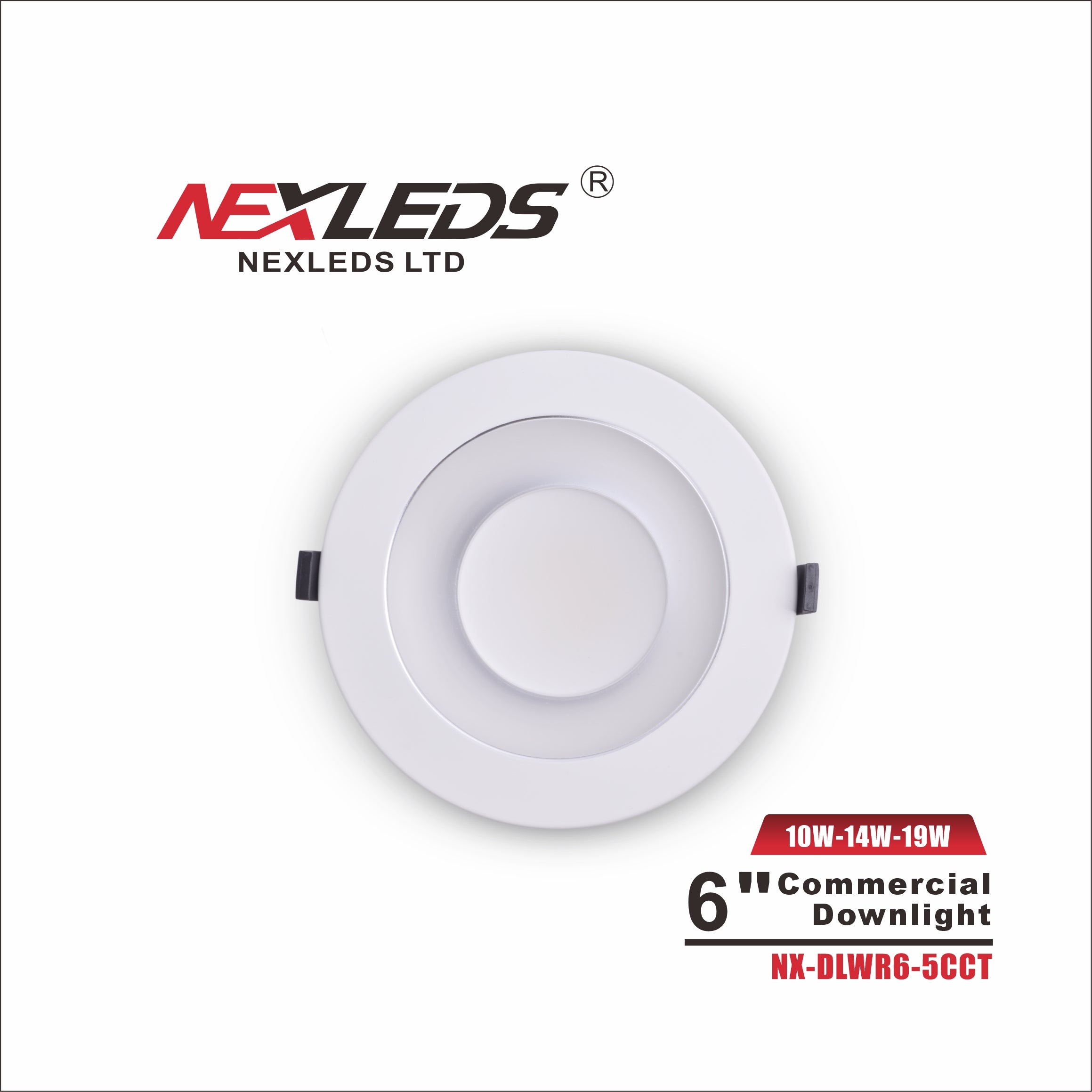 NEXLEDS : 6" commercial Downlight - 10/14/19W - 5CCT  NX-DLWR6-5CCT