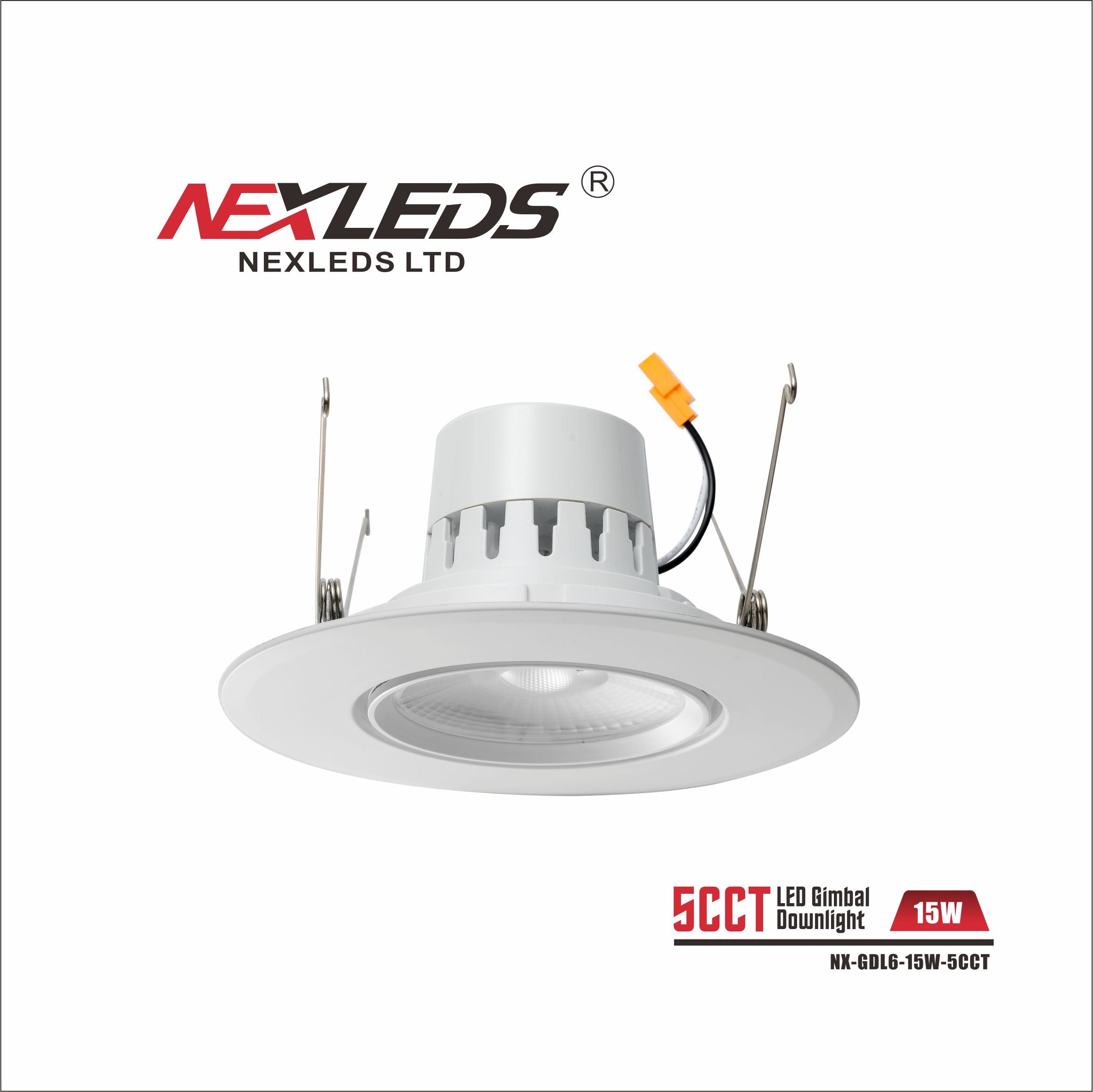 NEXLEDS NXGDL6-15W-5CCT  6" LED 5CCT Retrofit Gimbal Downlight