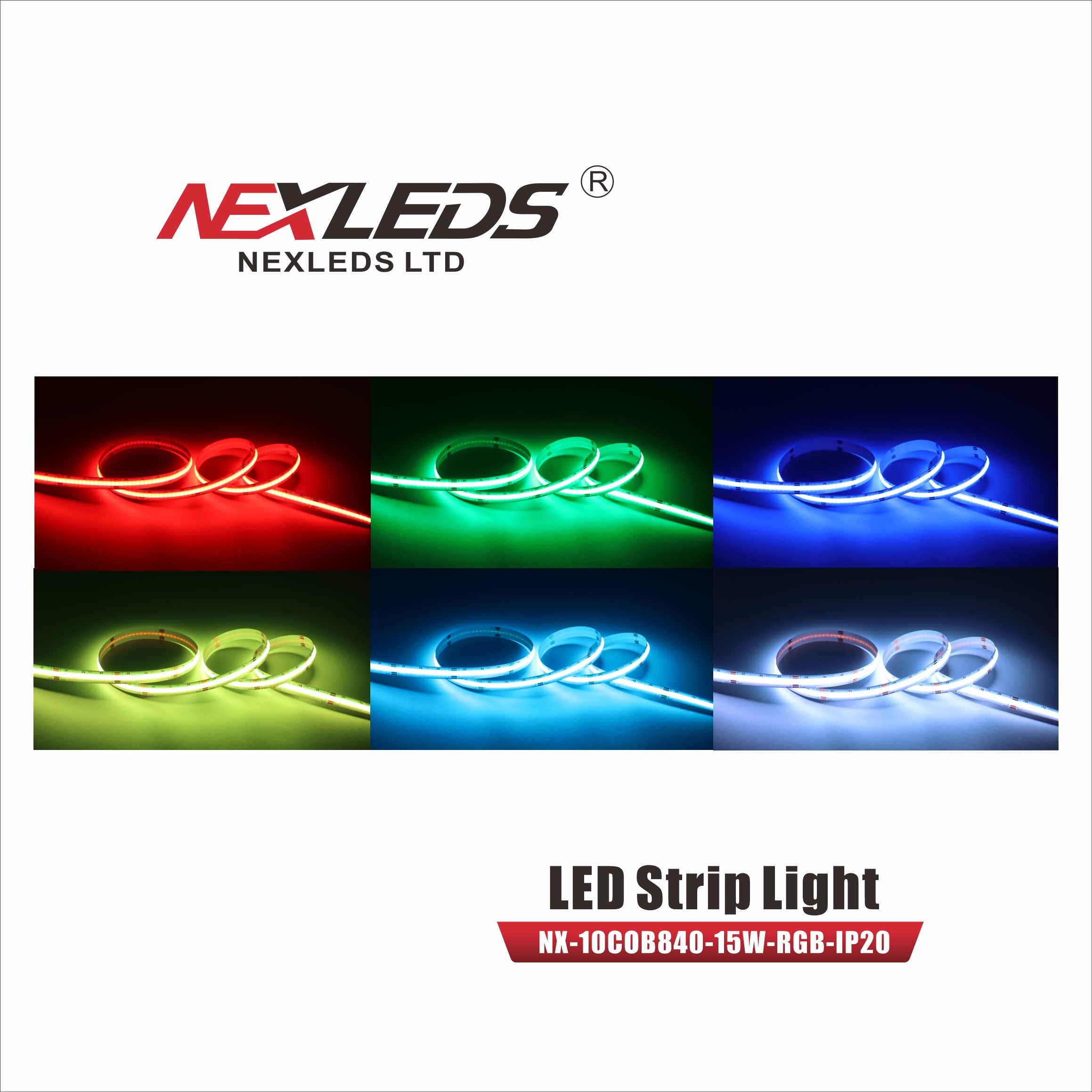 NEXLEDS 10mm IP20 RGB 15W COB Tapelight