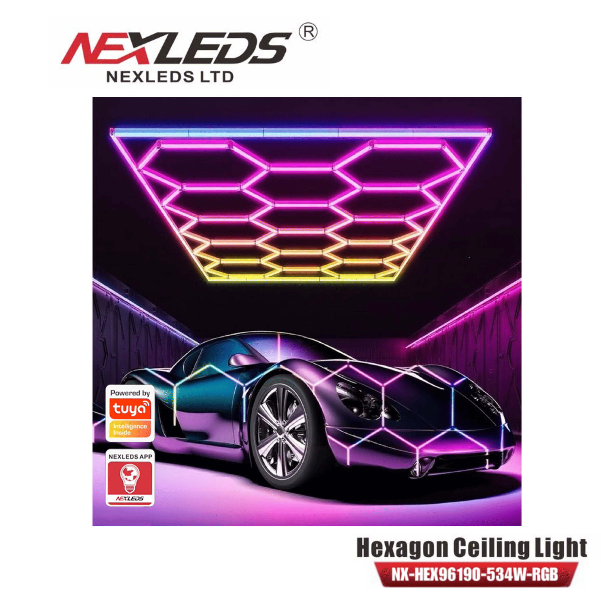NEXLEDS Hexagon LED Ceiling Light Kit